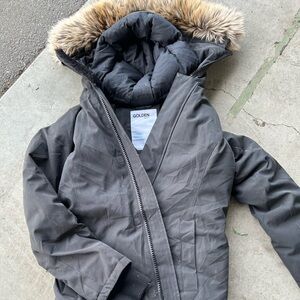 TNA GOLDEN Haven Parka in Black with Aqua Trim